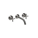 Dornbracht 36712809 Vaia Wall Mounted Lavatory Faucet Cross Handles Dark Platinum Matte 1