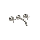 Dornbracht 36712809 Vaia Wall Mounted Lavatory Faucet Cross Handles Platinum Matte 1