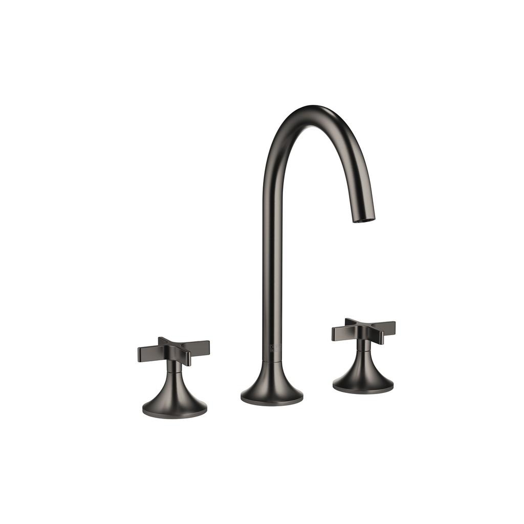 Dornbracht 20713809 Vaia Three Hole Faucet Cross Handle Dark Platinum Matte 1