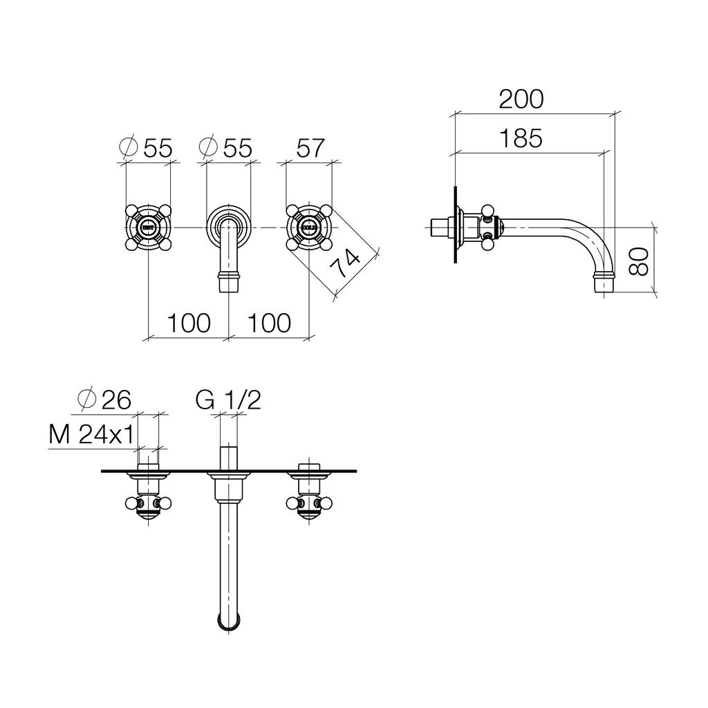 Dornbracht 36712361 Madison Wall Mounted Lavatory Faucet Platinum Matte 2