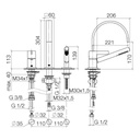 Dornbracht 27412782 Mem Three Hole Tub Set With Hand Shower Set Platinum Matte 2