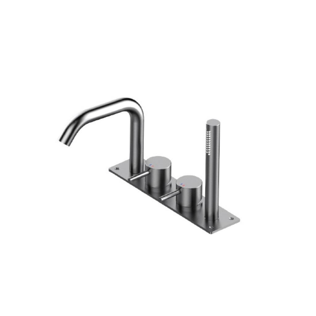 Treemme 1368 4 Piece Tub Filler With Handshower Stainless 1