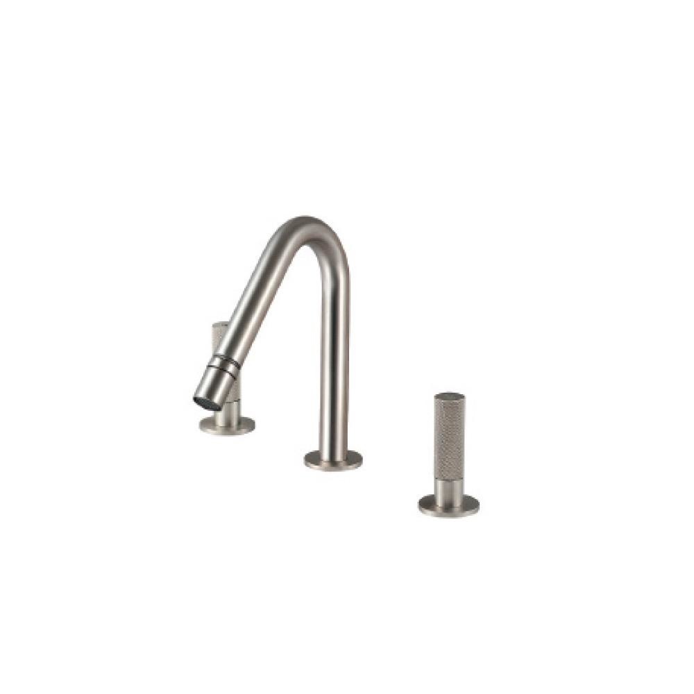 Treemme 6020 3 Hole Bidet Faucet Two Handles Swivel Spray Stainless 1