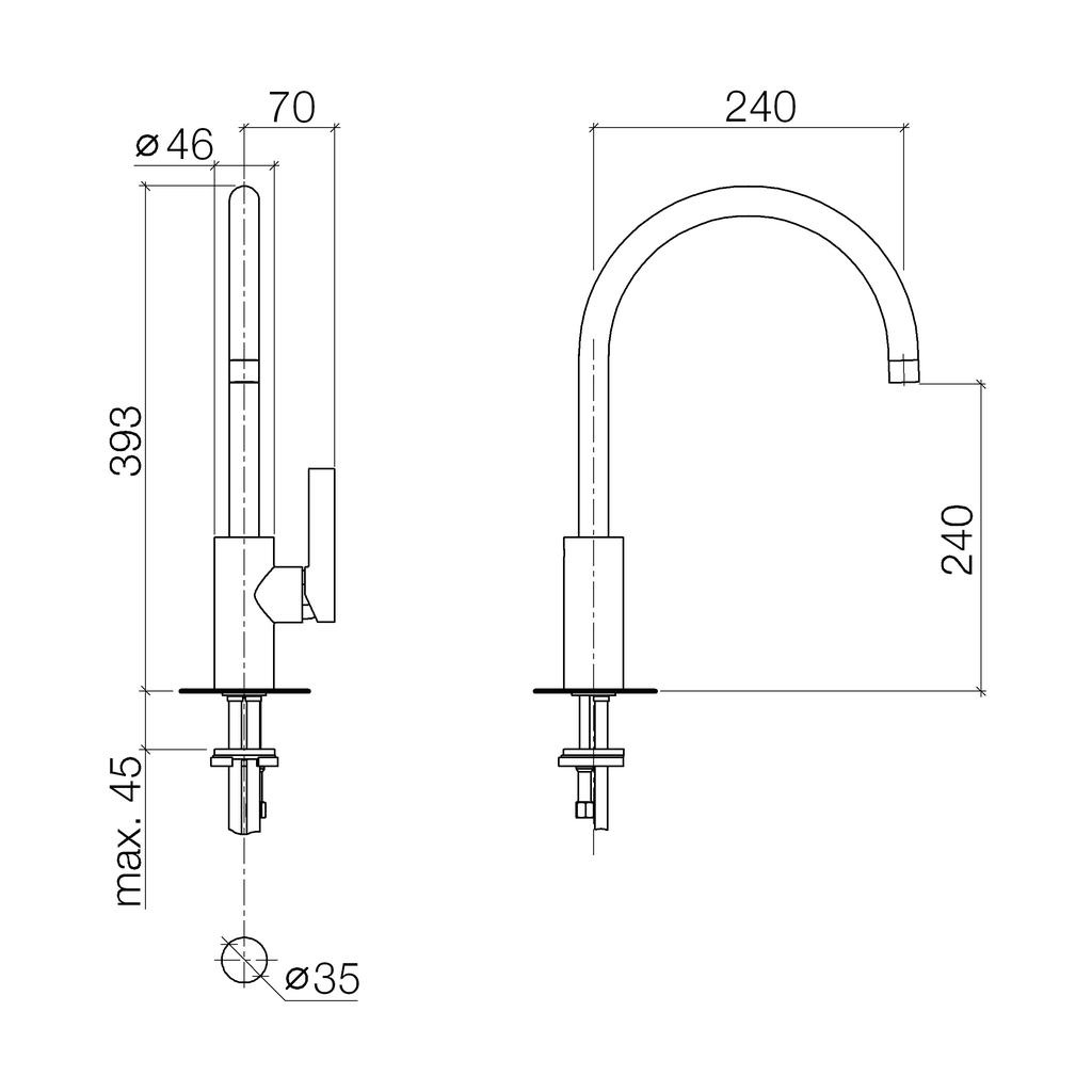Dornbracht 33816875 Tara Ultra Single Lever Mixer Platinum Matte 2