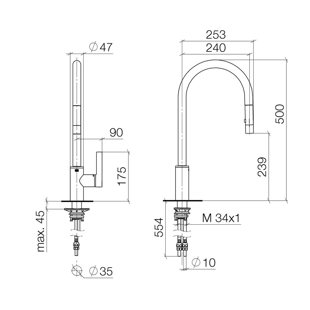 Dornbracht 33870875 Tara Ultra Pull Down Kitchen Faucet Chrome 2