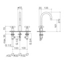 Dornbracht 20710892 Tara Three Hole Lavatory Faucet Platinum Matte 2