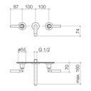 Dornbracht 36707882 Tara Wall Mounted Lavatory Faucet Platinum Matte 2