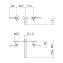 Dornbracht 36712882 Tara Wall Mounted Lavatory Faucet Polished Platinum Matte 2