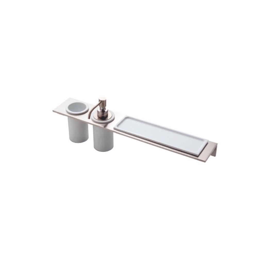Treemme 9074 Wall Mount Shelf With Soap Disp And Tumbler Stainless 1