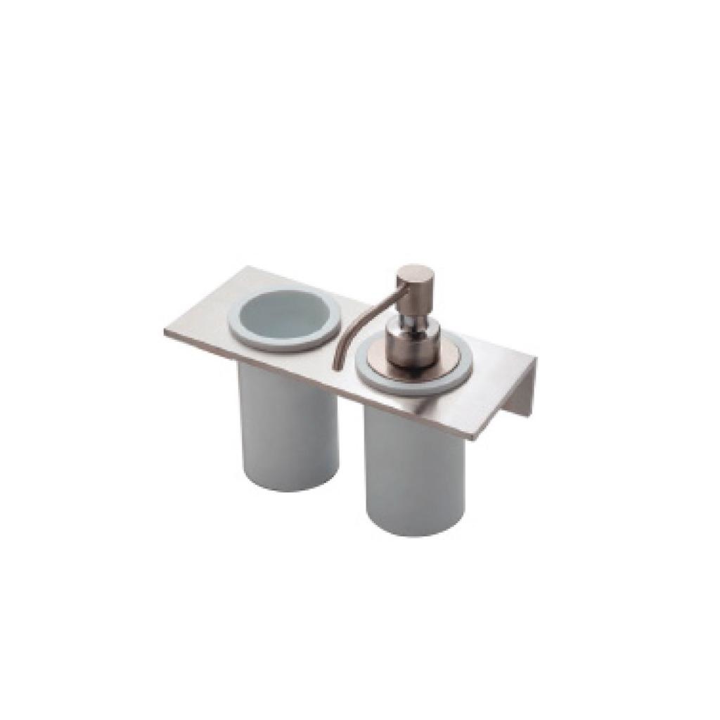 Treemme 9071 Wall Mount Soap Disp And Tumbler Holder Stainless 1