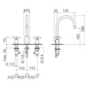 Dornbracht 20713892 Tara Three Hole Lavatory Faucet Black Matte 2