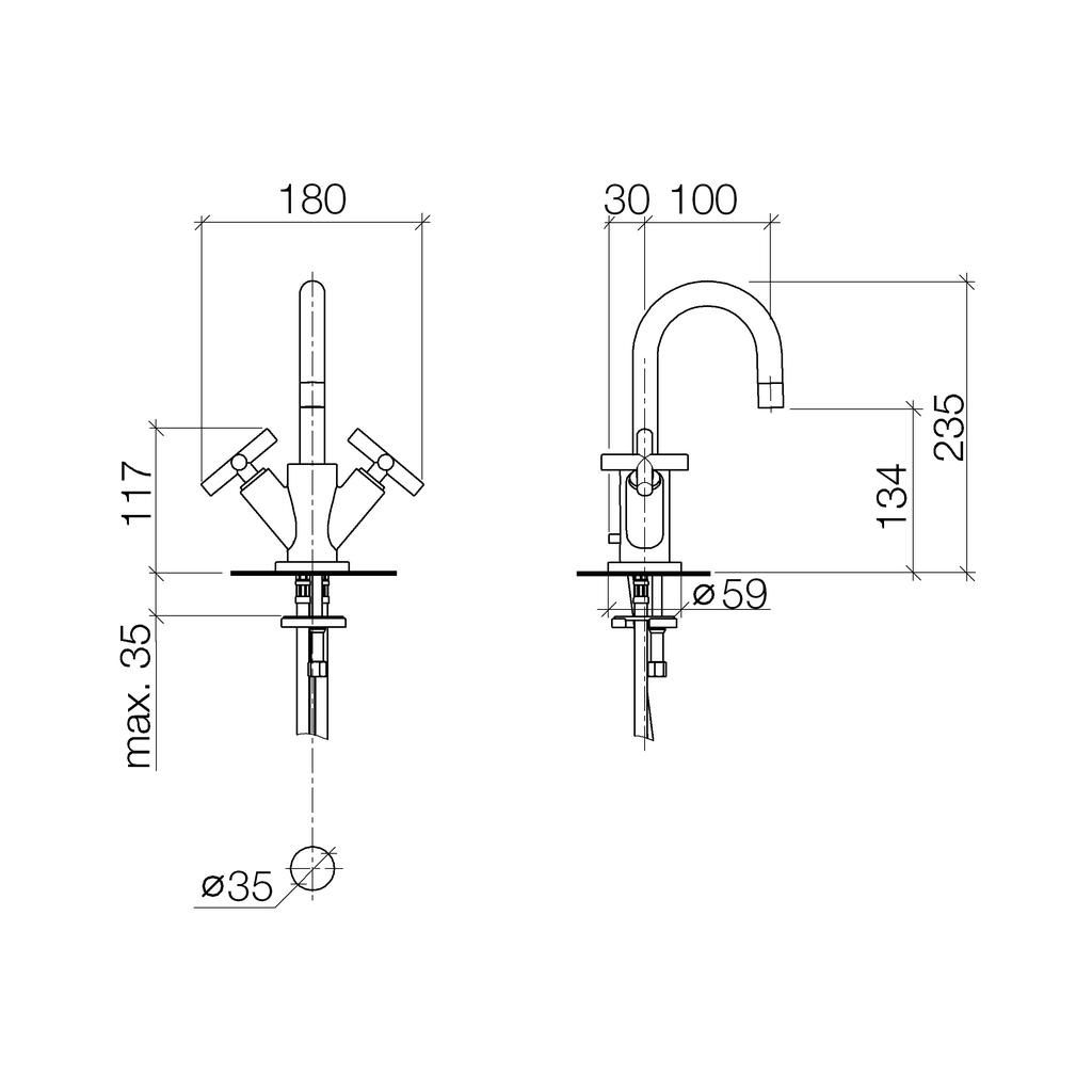 Dornbracht 22302892 Tara Single Hole Lavatory Faucet Platinum 2