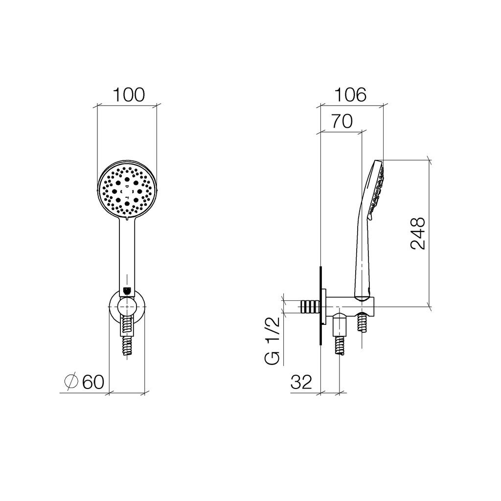 Dornbracht 27803660 Meta.02 Hand Shower Set With Integrated Wall Elbow Chrome 2