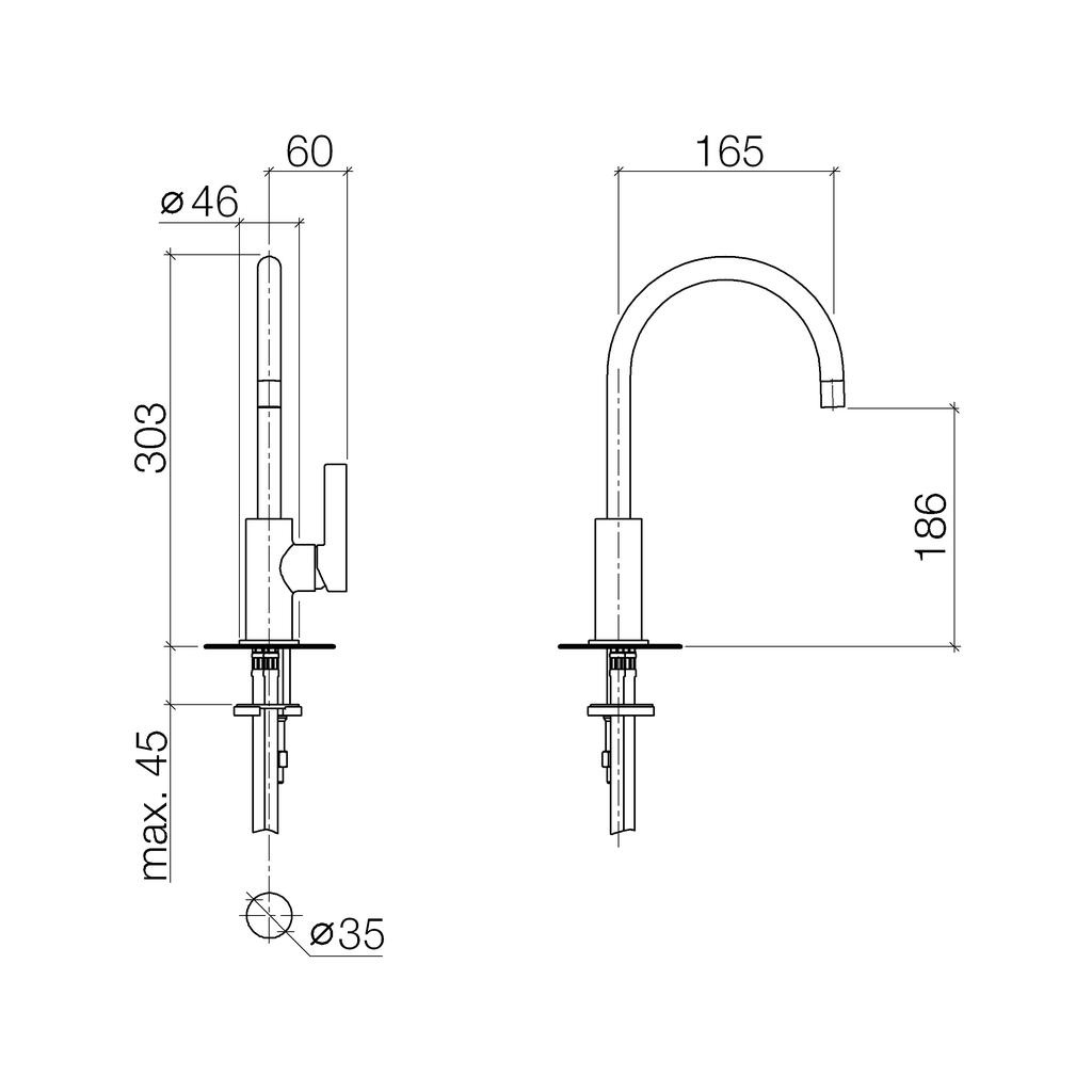 Dornbracht 33805875 Tara Ultra Bar Tap Chrome 2