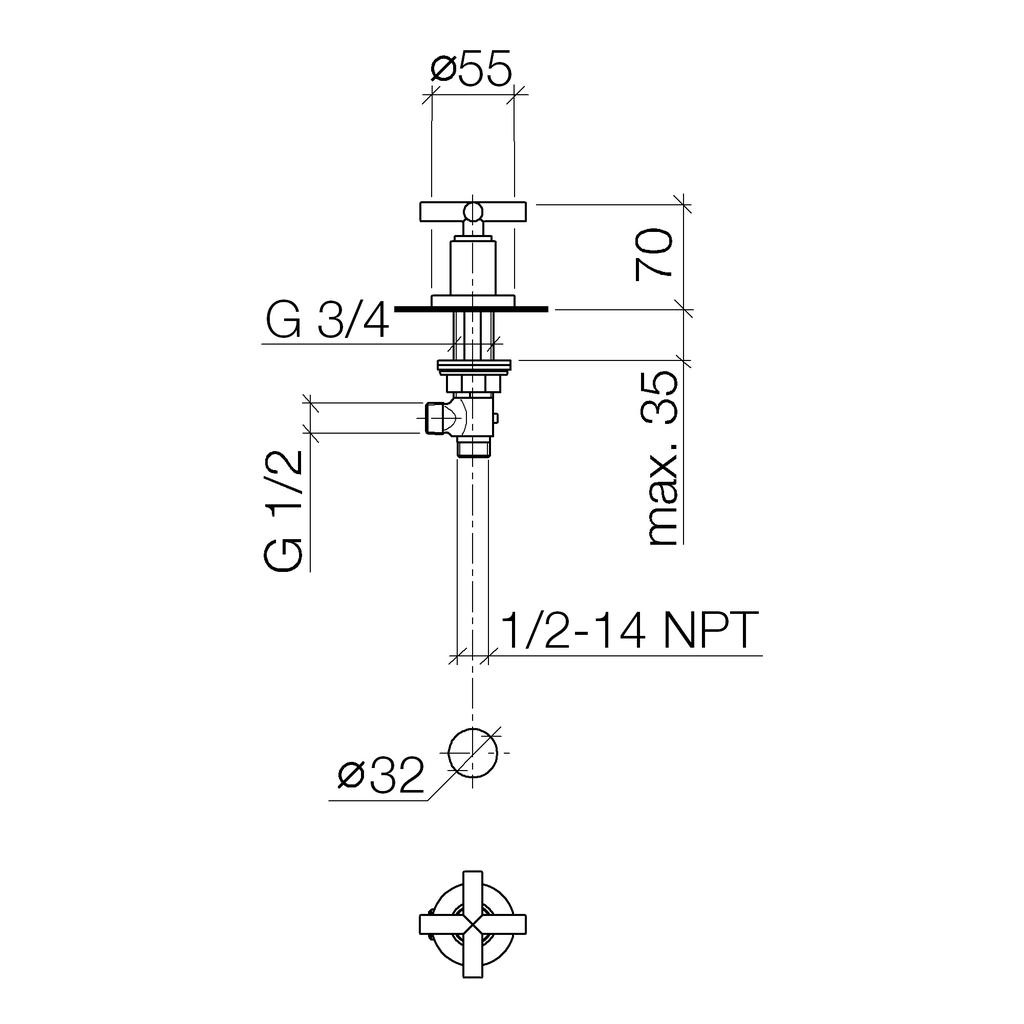 Dornbracht 20000892 Tara Deck Valve Black Matte 2