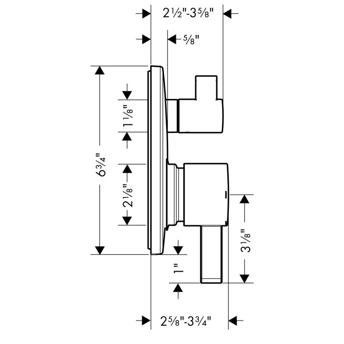Hansgrohe 04447000 S Pressure Balance Trim With Diverter Chrome 2