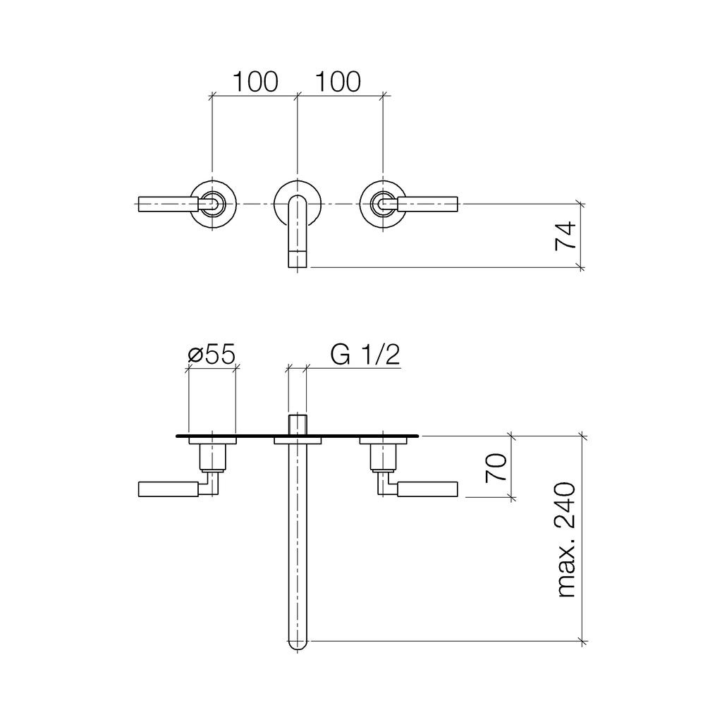 Dornbracht 36717882 Tara Wall Mounted Lavatory Faucet Platinum 2