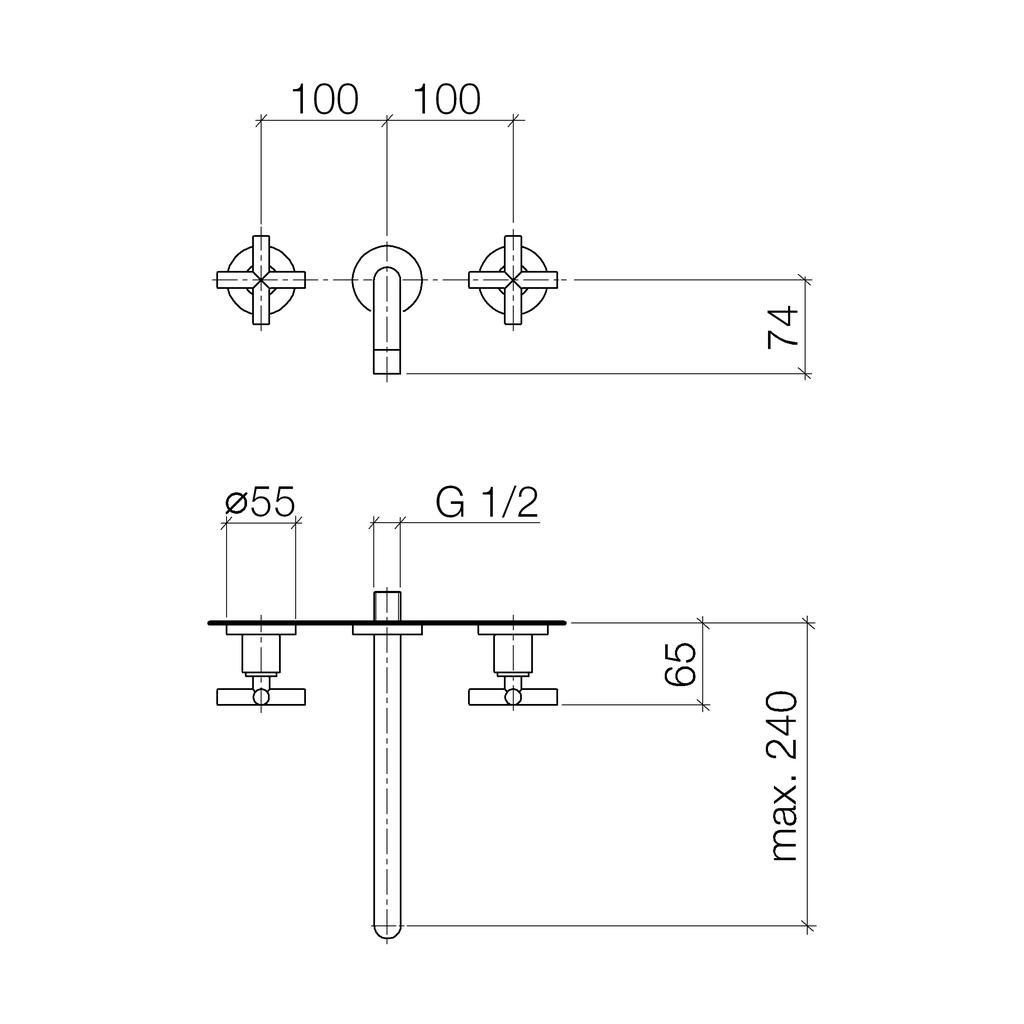 Dornbracht 36717892 Tara Wall Mounted Lavatory Faucet Platinum 2