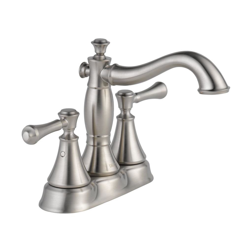 Delta 2597LF Cassidy Two Handle Centerset Bathroom Faucet Metal Pop-Up Stainless 1