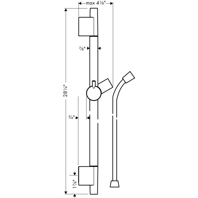 Hansgrohe 28632820 Unica S Wallbar 24" Brushed Nickel 2