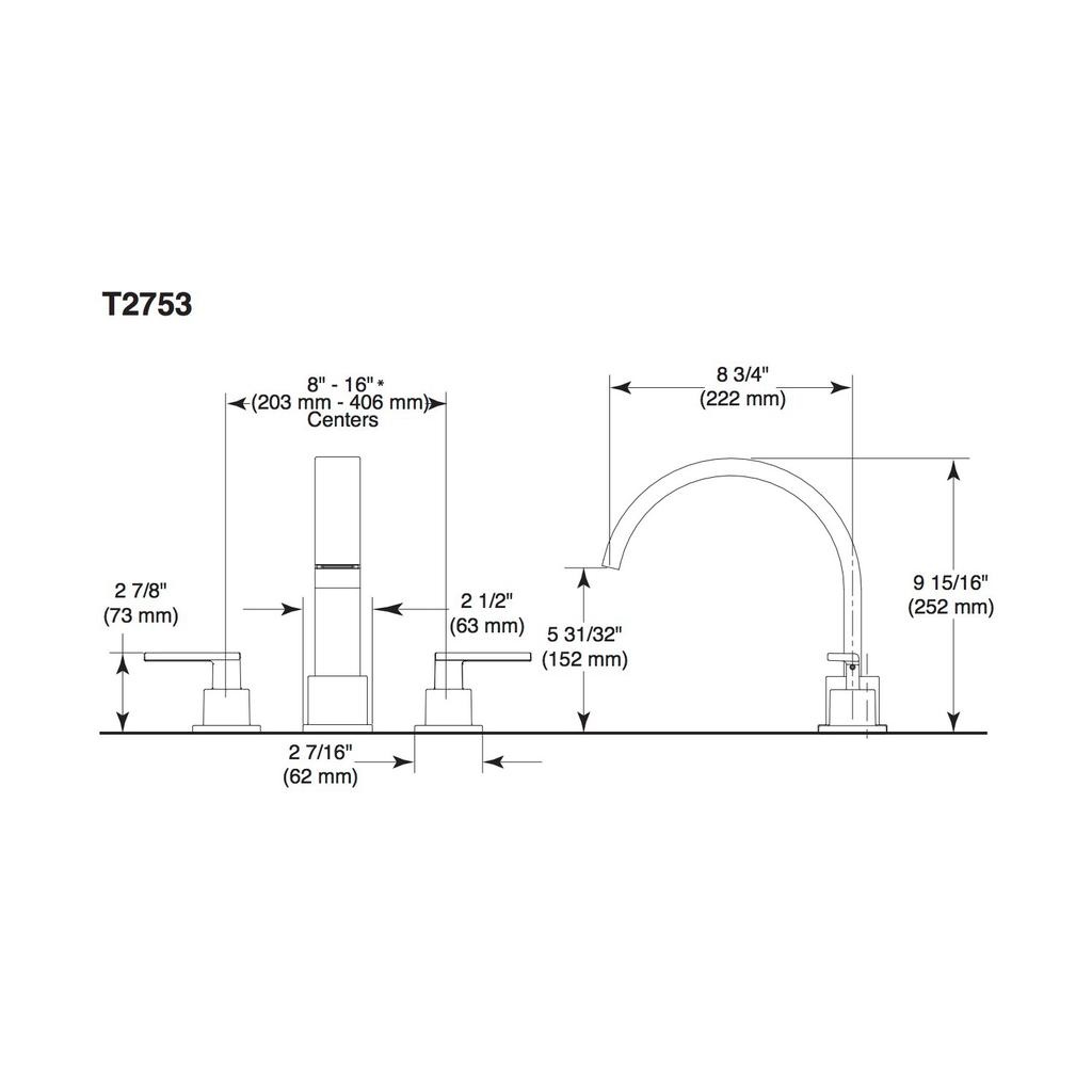 Delta T2753 Vero 3 Hole Roman Tub Trim Stainless 2
