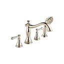 Delta T4797 Cassidy Roman Tub with Hand Shower Trim Less Handles Polished Nickel 1
