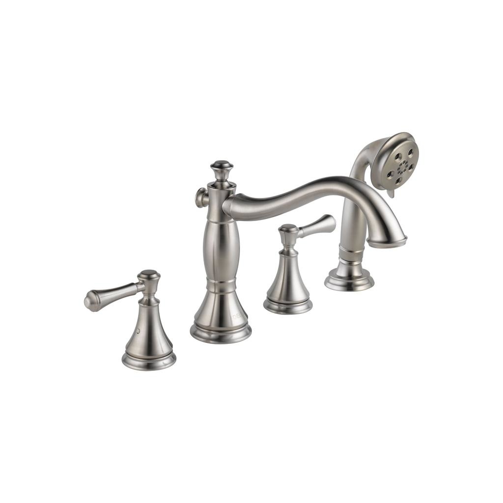 Delta T4797 Cassidy Roman Tub with Hand Shower Trim Less Handles Stainless 1