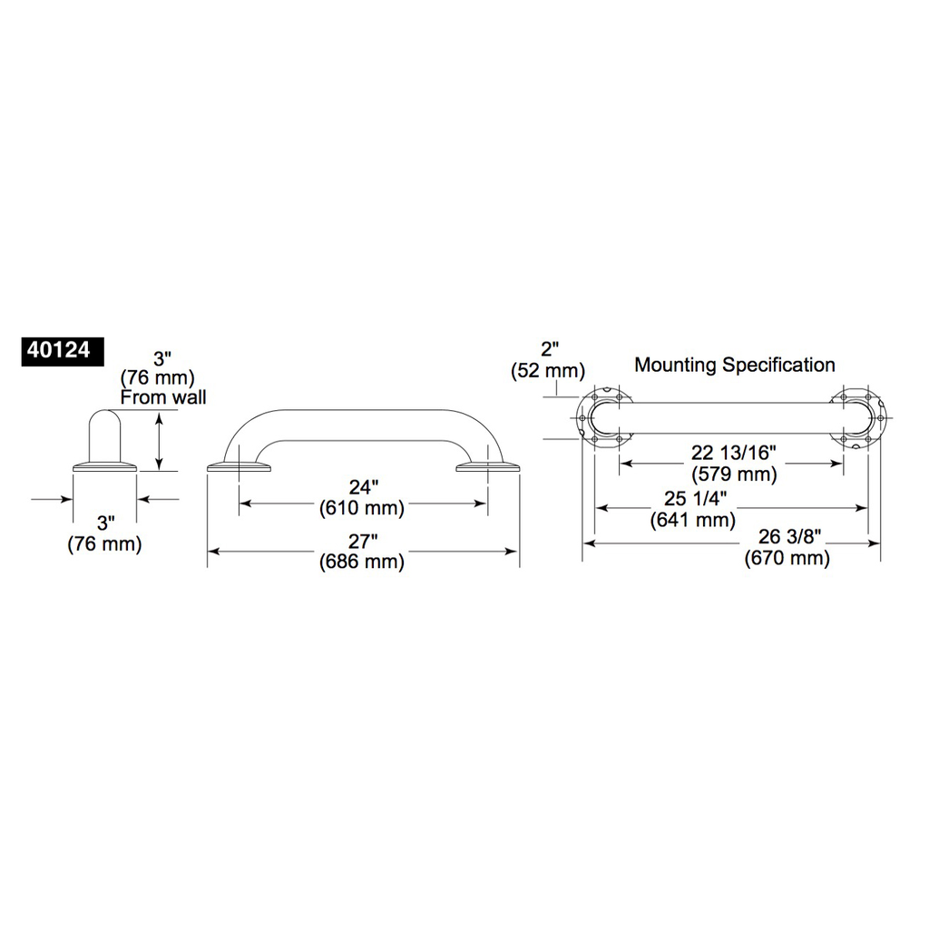 Delta 40124 24 ADA Grab Bar Concealed Mounting Brilliance Stainless 2
