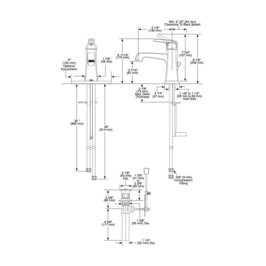 Delta 564 MPU Ashlyn Single Handle Lavatory Faucet Chrome 2
