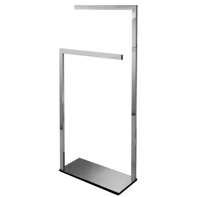 Laloo 9016PS Floor Stand Double Towel Bar Polished Stainless 1