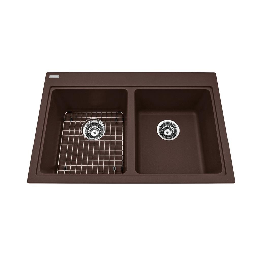 Kindred KGDL2031-8ES Granite Drop-In Double Sink Espresso 1 Hole Includes Grid 1