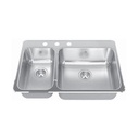 Kindred QCLA2031R/8 31 x 20 Double Bowl Kitchen Sink 3 Holes 1