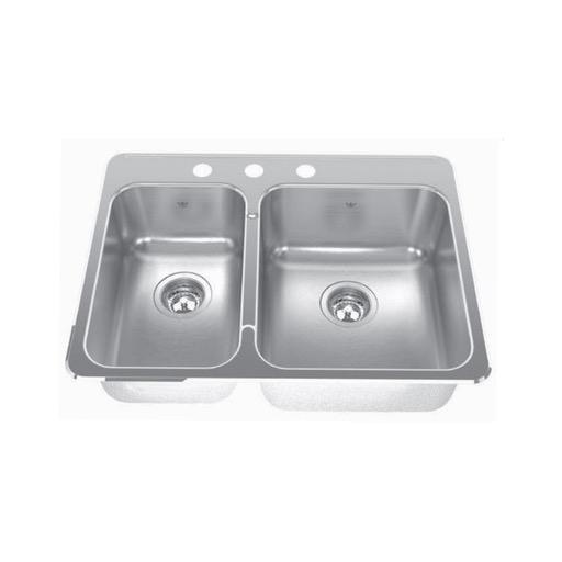 Kindred QCLA2027L/8 27 x 20 Doouble Bowl Kitchen Sink 1 Hole 1