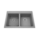 Kindred KGDL2031-8SG Granite Drop-In Double Sink Shadow Grey 1 Hole Includes Grid 1