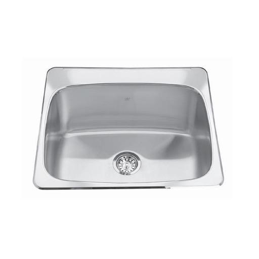 Kindred QSL2225-12-3 Single Bowl Ledgeback 20 Gauge 3 Faucet Holes 1