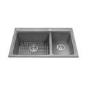 Kindred KGDC2031R-8SG Granite Drop-In Combination Bowl Shadow Grey 1 Hole Includes Grid 1
