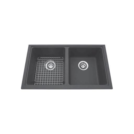 Kindred KGD1U-8CH Granite Undermount Double Sink Champagne Includes Grid 1