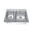 Kindred QCLA2027L/8 27 x 20 Doouble Bowl Kitchen Sink 3 Holes 1