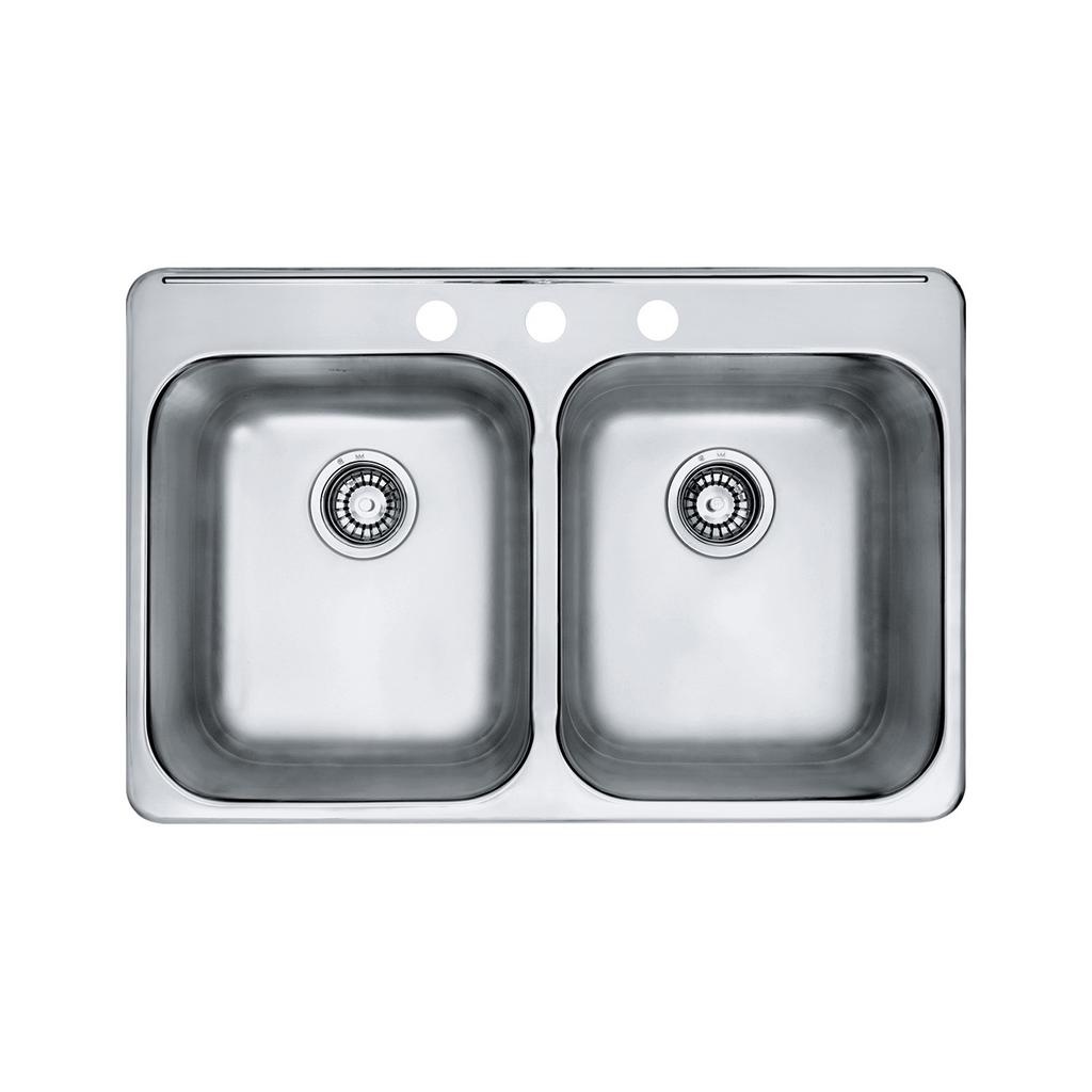 Kindred RDL2031-3 Topmount Double Bowl Sink Stainless Steel 1