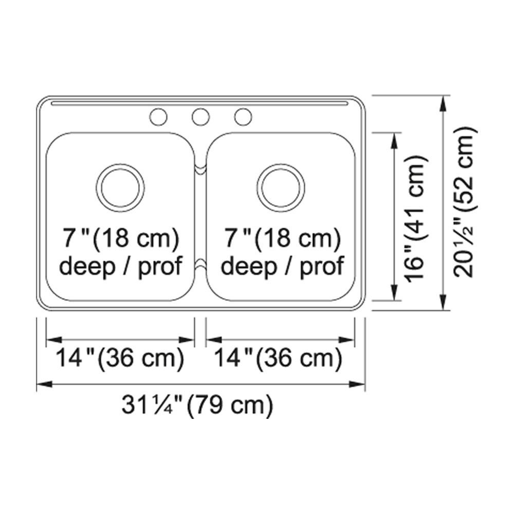 Kindred RDL2031-3 Topmount Double Bowl Sink Stainless Steel 2