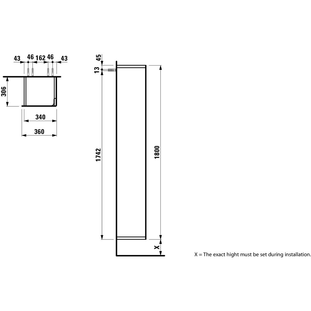 Laufen 425452 Ino Tall Cabinet Door Hinge Right Matte White 2