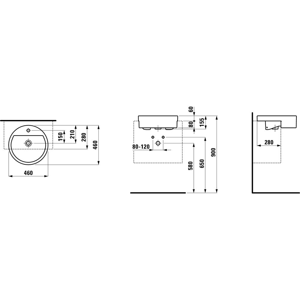 Laufen 813431 Living City Semi Recessed Washbasin One Tap Hole 2