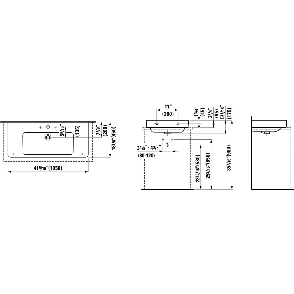 Laufen 816966 Pro S 1050 Washbasin One Tap Hole 2