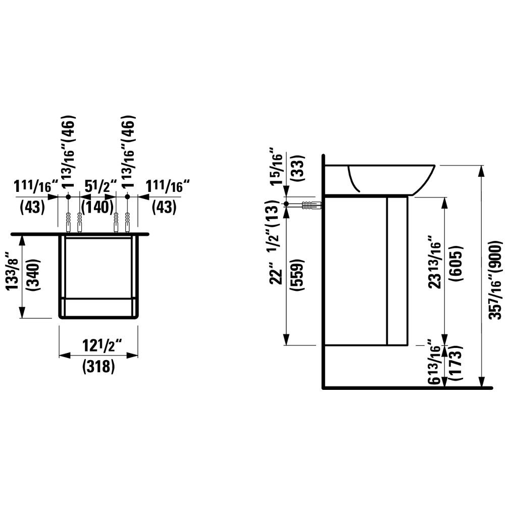 Laufen 425351 Ino Left Door Vanty Unit Dark Walnut 3