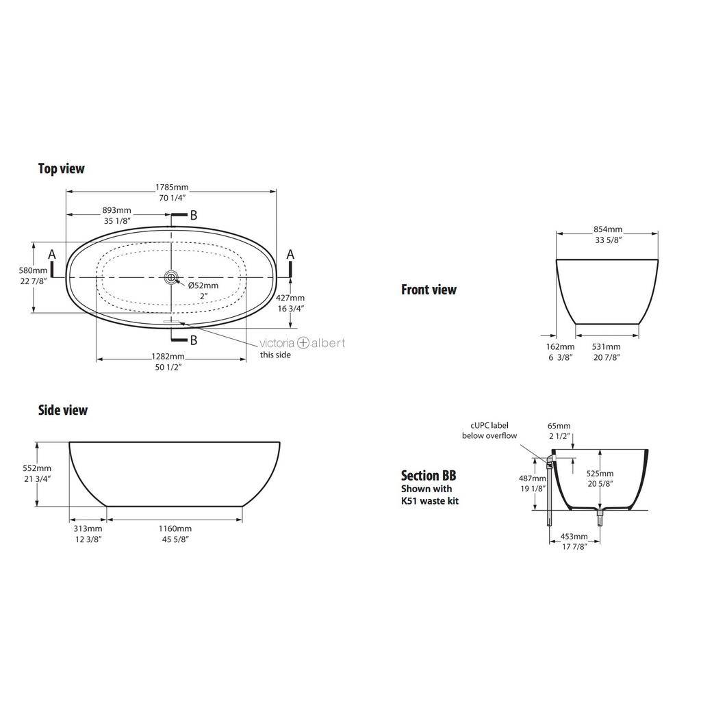 Victoria + Albert Barcelona Freestanding Tub No Overflow Standard White 2