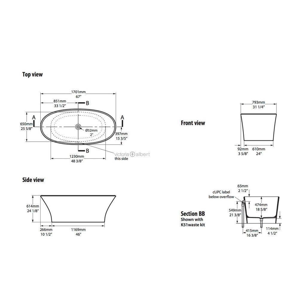 Victoria + Albert Ionian Freestanding Tub No Overflow Standard White 2