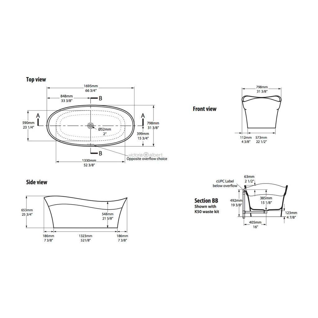 Victoria + Albert Pescadero Freestanding Tub Left Drain With Overflow Standard White 2