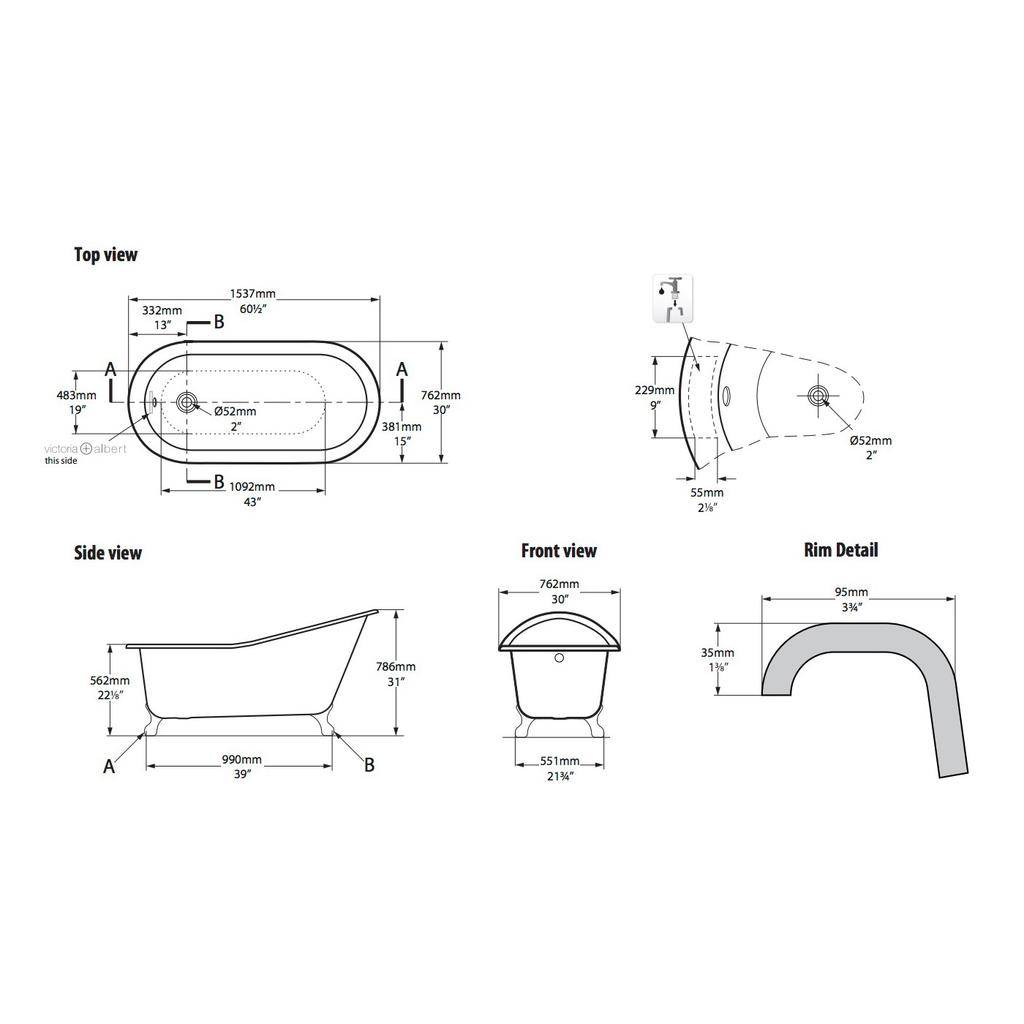 Victoria + Albert Shropshire Freestanding Tub With Overflow Standard White 2