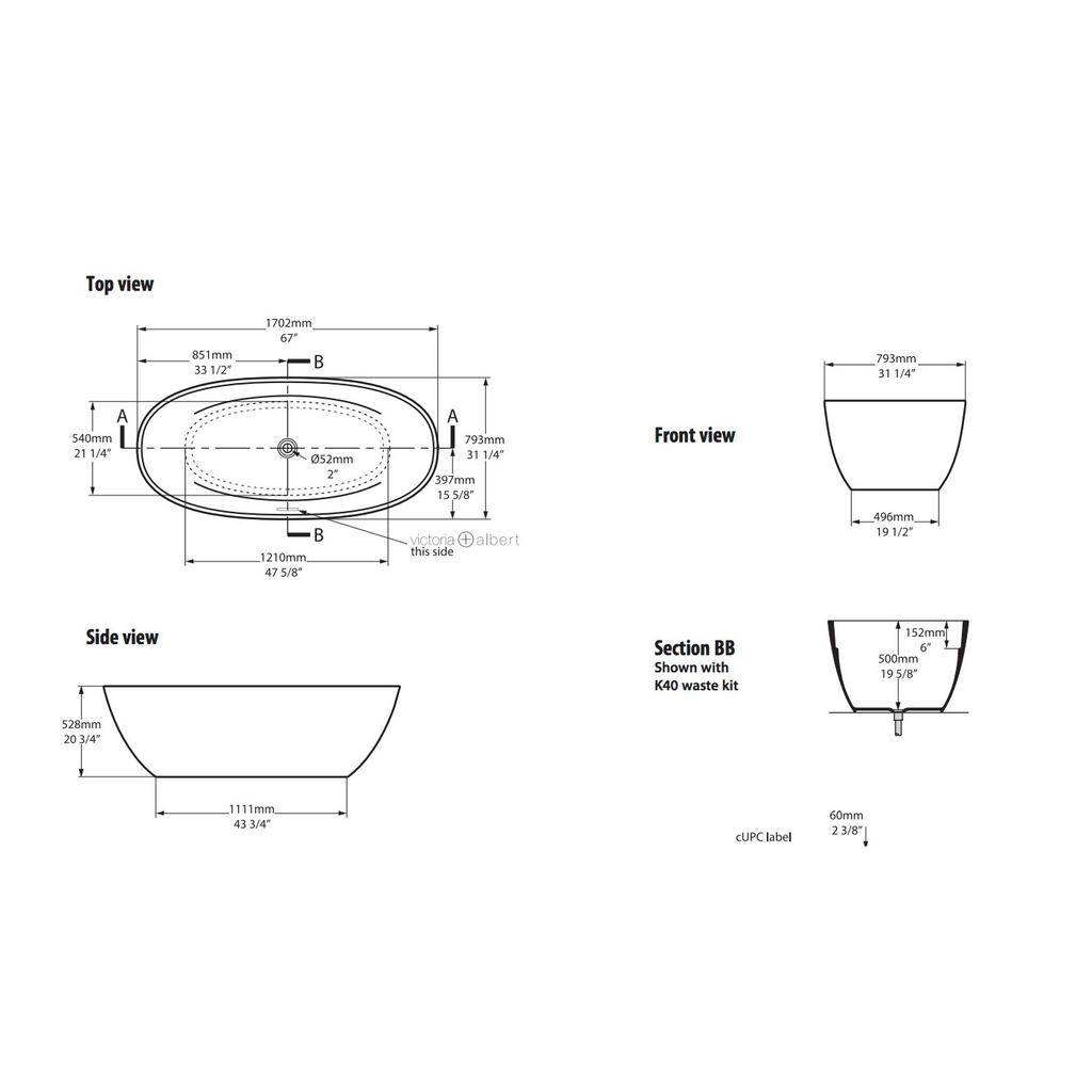 Victoria + Albert Terrassa Freestanding Tub With Overflow Standard White 2