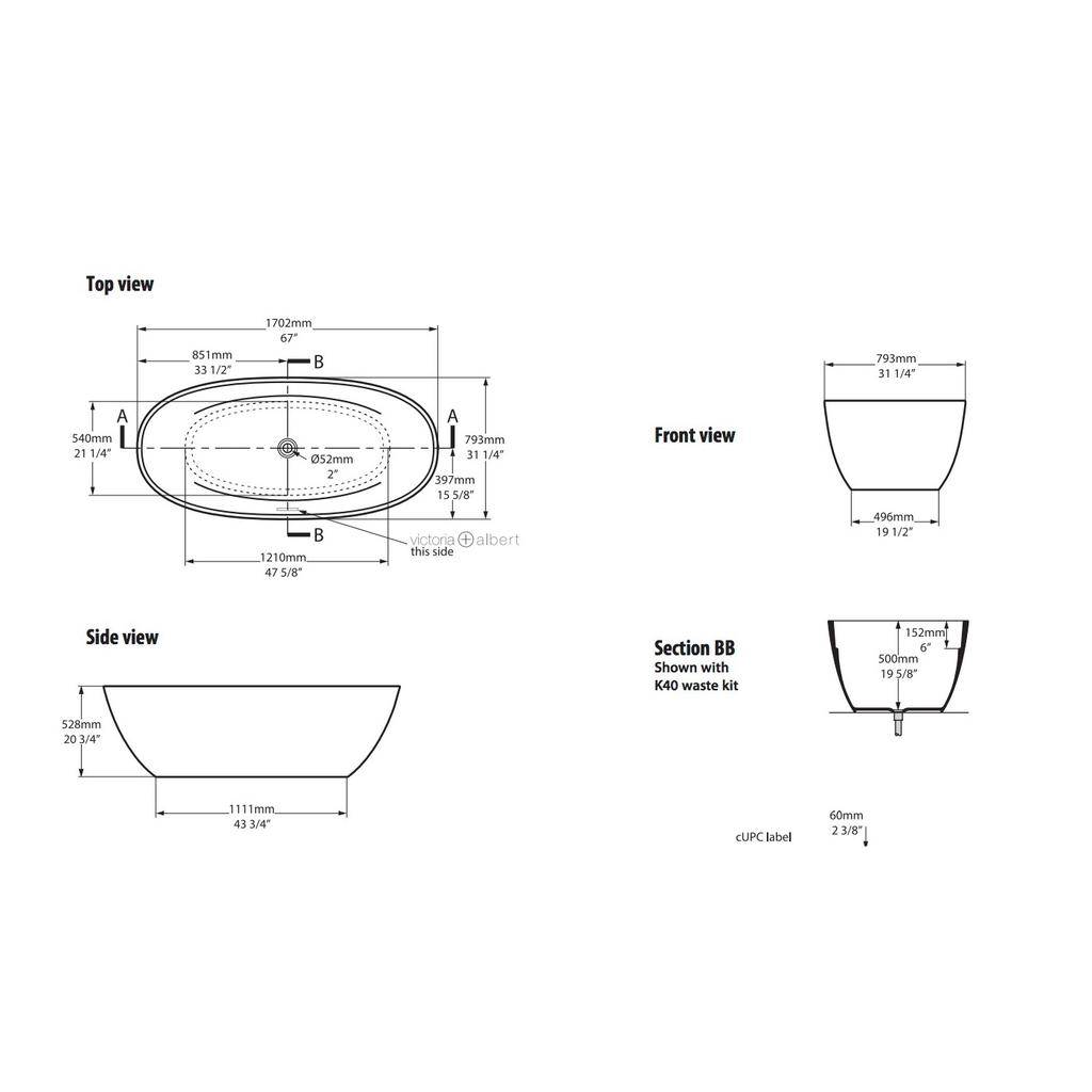 Victoria + Albert Terrassa Freestanding Tub No Overflow Standard White 2